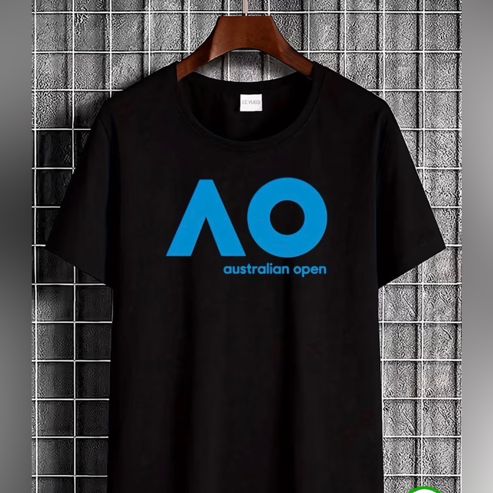 Men’s 4XL Black Australian Open T-Shirt Tennis 100% Cotton- NWT